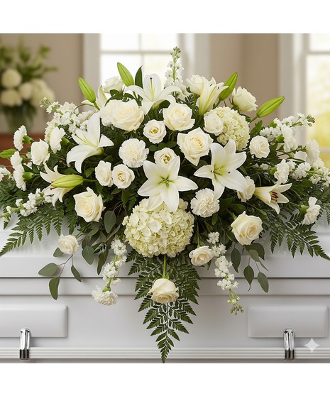 Pure White Casket Spray