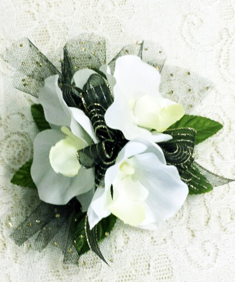 Phalaenopsis Wrist Corsage and Boutonniere