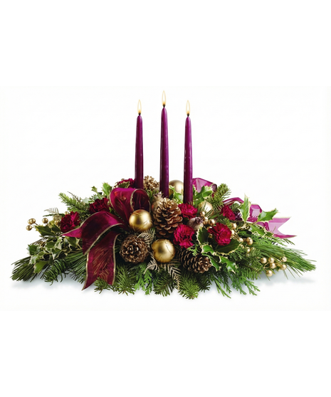 Triple Candle Holiday Centerpiece