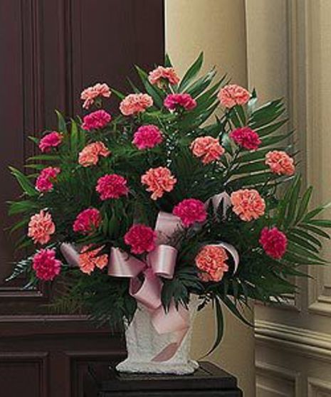 All Pink Carnation Funeral Arrangement