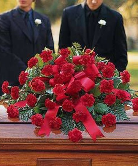 Red Regards Casket Spray