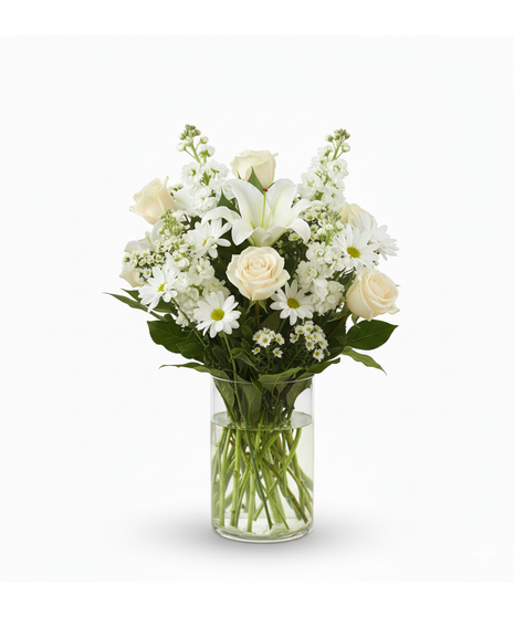 White Rose, Daisy and Lily Arrangement