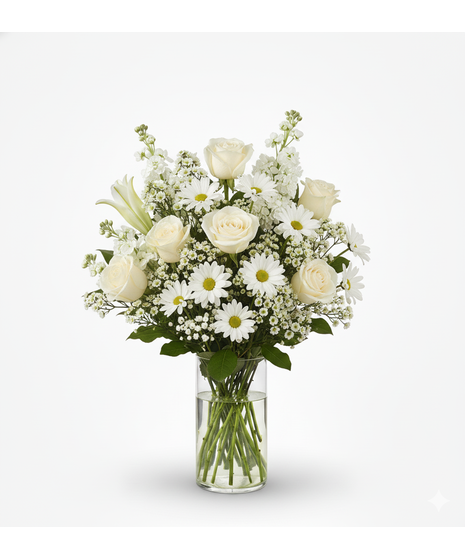 White Rose, Daisy and Lily Arrangement