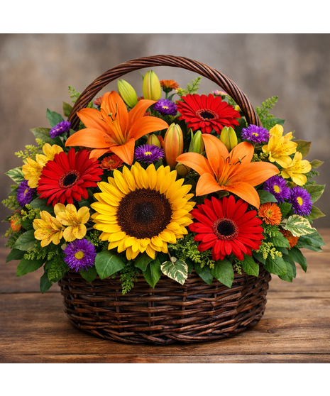 Fall Floral Basket Arrangement