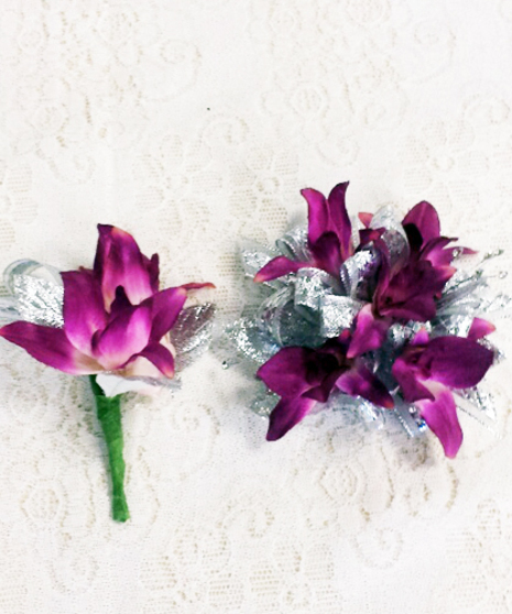 Dendrobium Wrist Corsage and Boutonniere