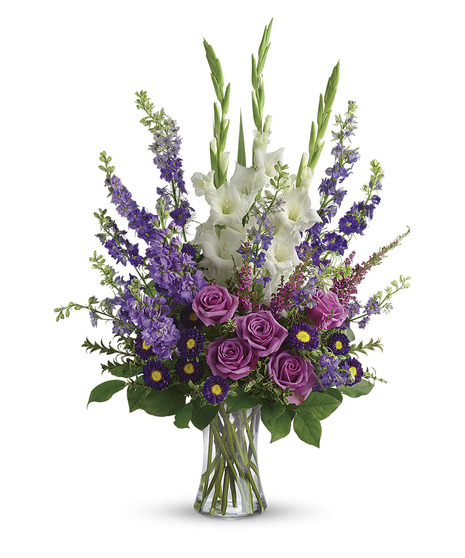 Purple and White Funeral Arrangement