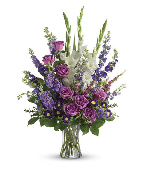 Purple and White Funeral Arrangement