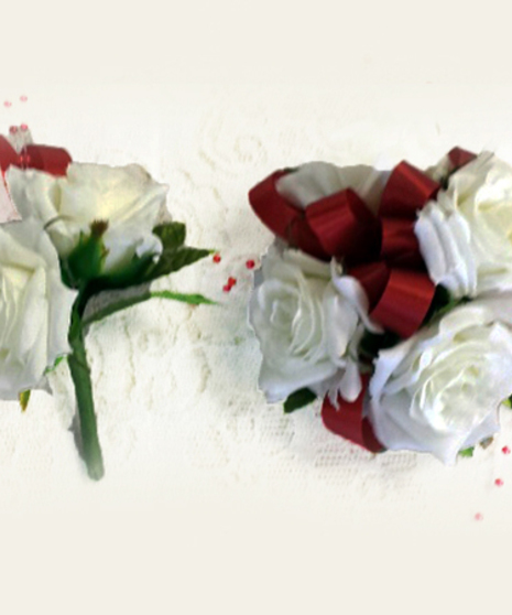 Rose Wrist Corsage and Boutonniere