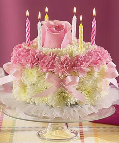 Rose, Carnation and Mum Birthday Cake