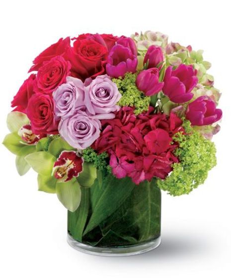 Rose, Tulip and Hydrangea Floral Arrangement