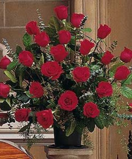 Red Roses Funeral Arrangement