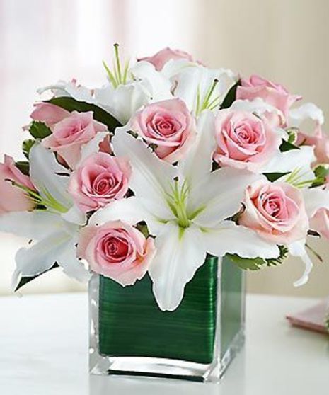 Pink Rose & Lily Floral Arrangement
