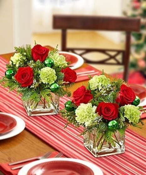 Rose and Carnation Holiday Christmas Cubes
